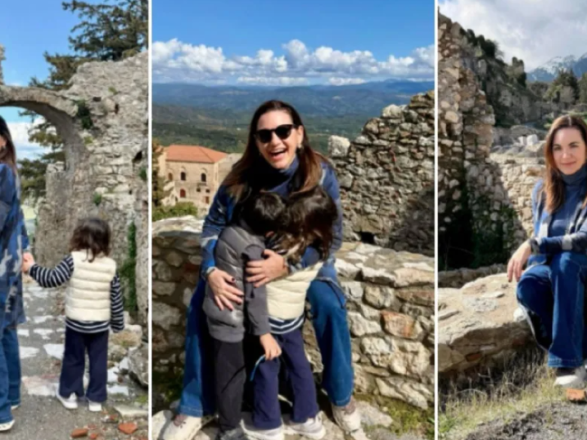 Όλγα Κεφαλογιάννη: Αγκαλιά με τα παιδιά της στον Μυστρά – Το μήνυμά της για την αξία της οικογένειας (Εικόνες)