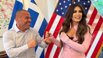 Ο Ζαμπίδης “έπαιξε μποξ” με την Κίμπερλι Γκίλφοϊλ – Η προθέρμανση για τη σπουδαία αναμέτρηση με τον