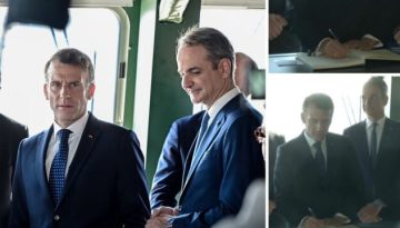 Το χειρόγραφο μήνυμα του Εμανουέλ Μακρόν κατά την επίσκεψη στη φρεγάτα “Κίμων”: “Ενωμένοι στο ό